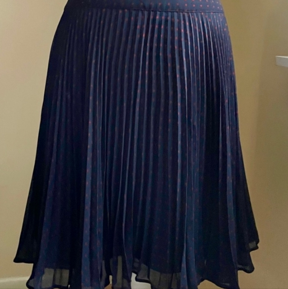 The Limited navy blue polka-dot pleated skirt sz XS